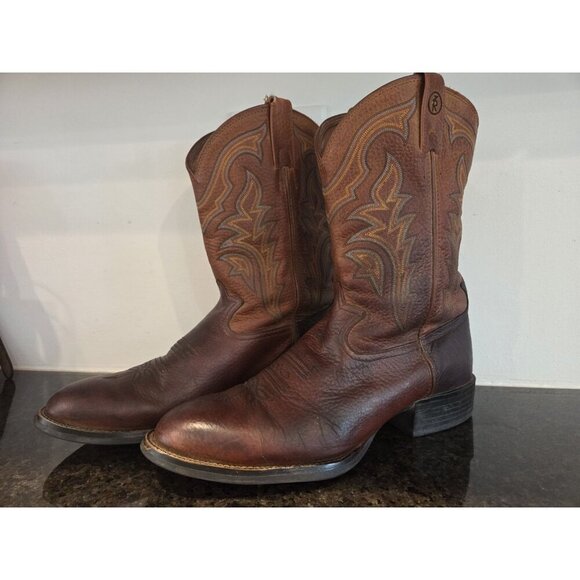 Tony Lama Western Cowboy Boots Mens 12D Brown Leather USA Made RR1108 Ranch